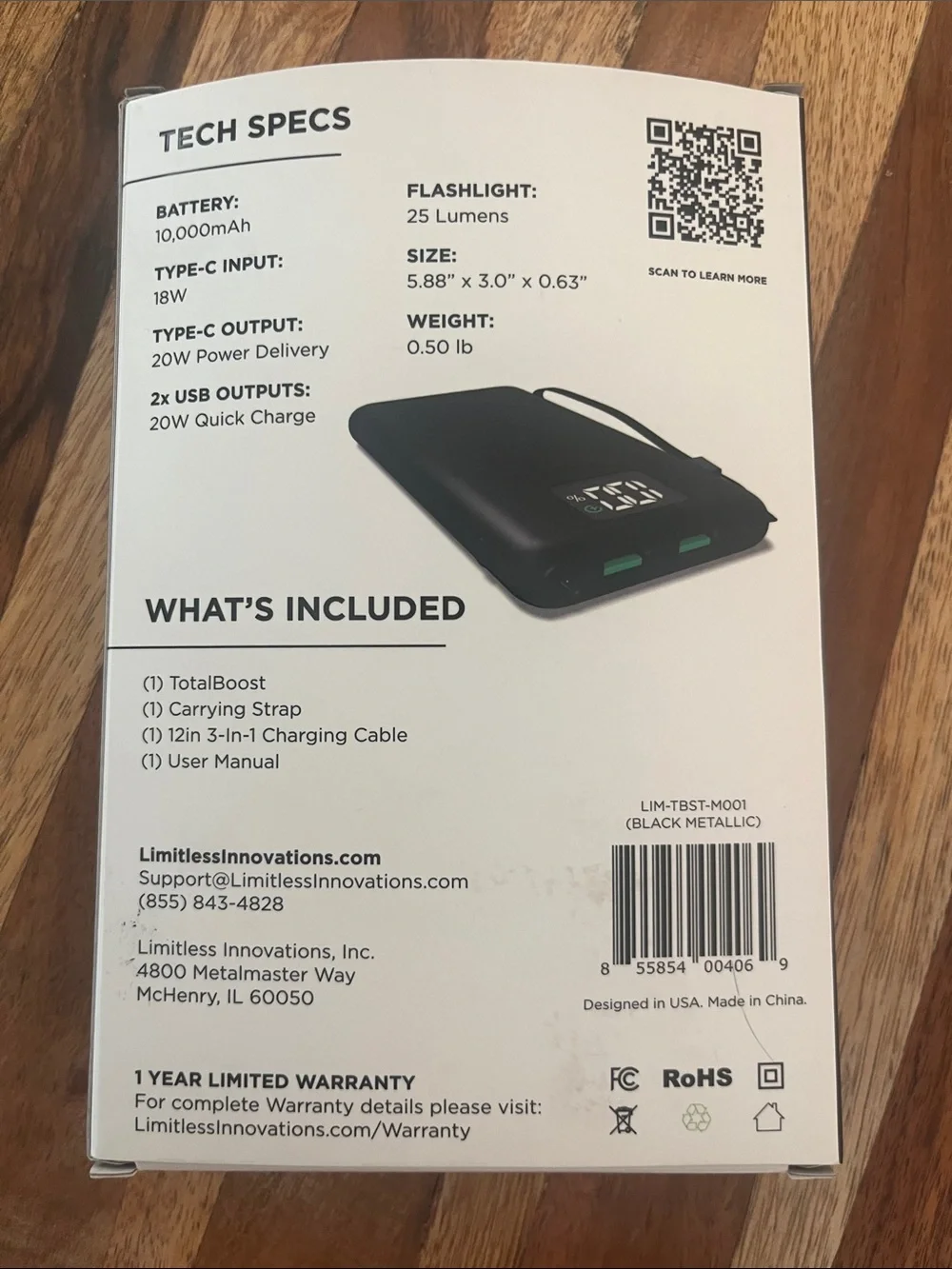 TotalBoost 10,000mAh Portable Power Bank - Black